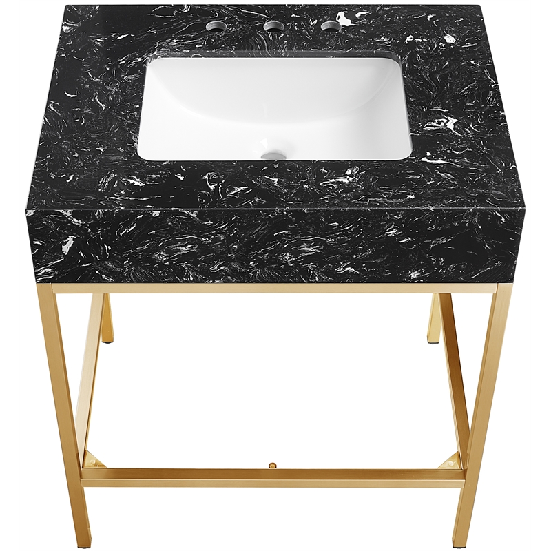 Meridian Furniture Marmo White Engineered Stone Bathroom Vanity
