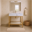Meridian Furniture Marmo White Engineered Stone Bathroom Vanity