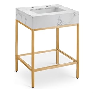 Meridian Furniture Marmo White Engineered Stone Bathroom Vanity