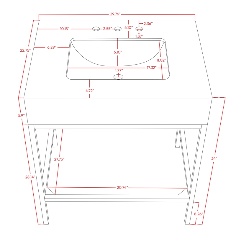 Meridian Furniture Marmo White Engineered Stone Bathroom Vanity