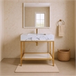 Meridian Furniture Marmo White Engineered Stone Bathroom Vanity