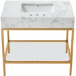 Meridian Furniture Marmo White Engineered Stone Bathroom Vanity