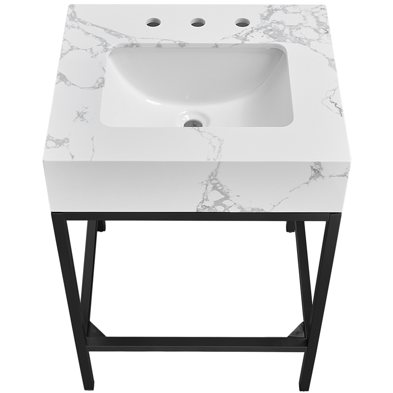 Meridian Furniture Marmo White Engineered Stone Bathroom Vanity