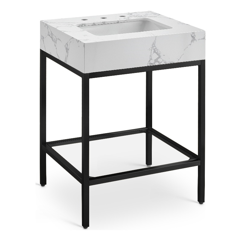 Meridian Furniture Marmo White Engineered Stone Bathroom Vanity