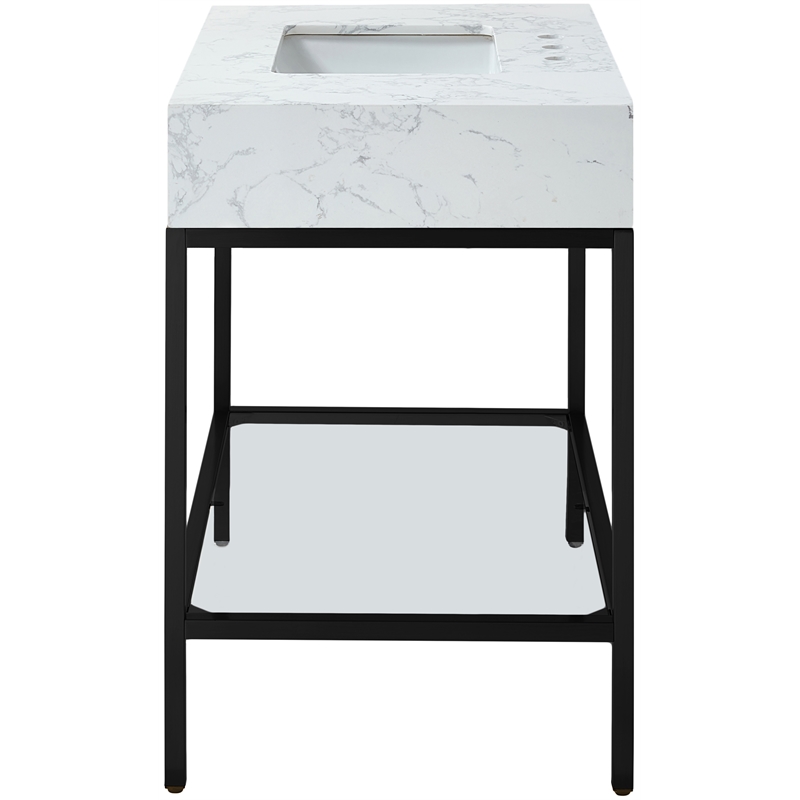 Meridian Furniture Marmo White Engineered Stone Bathroom Vanity