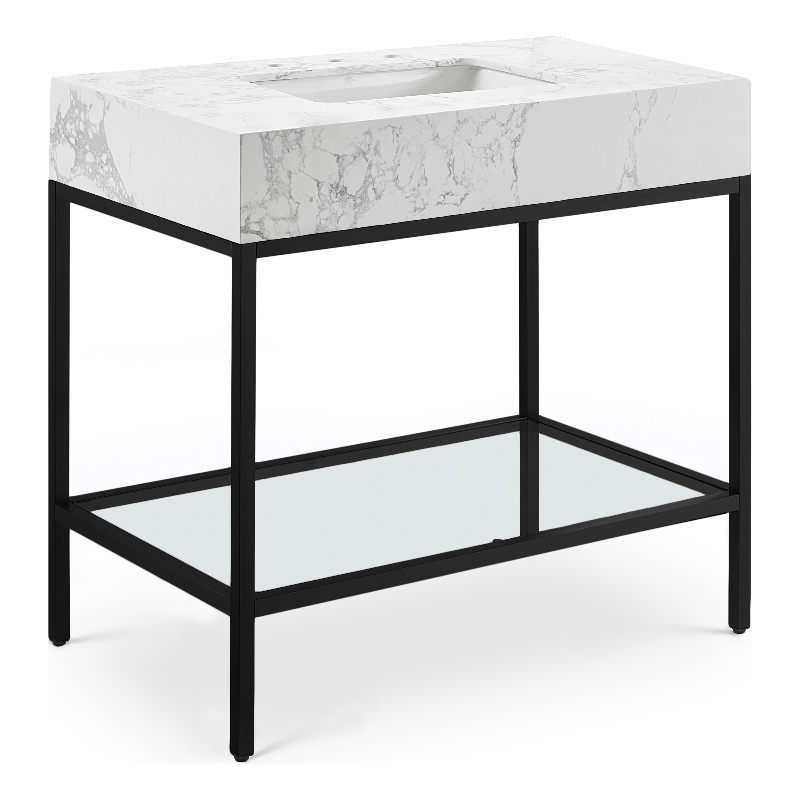 Meridian Furniture Marmo White Engineered Stone Bathroom Vanity