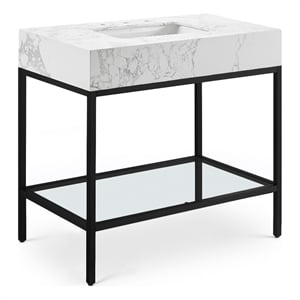 Meridian Furniture Marmo White Engineered Stone Bathroom Vanity