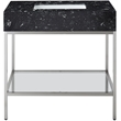 Meridian Furniture Marmo Black Engineered Stone Bathroom Vanity