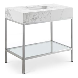 Meridian Furniture Marmo White Engineered Stone Bathroom Vanity