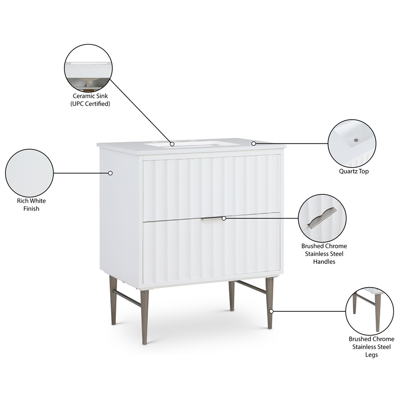 Meridian Furniture Modernist White Bathroom Vanity