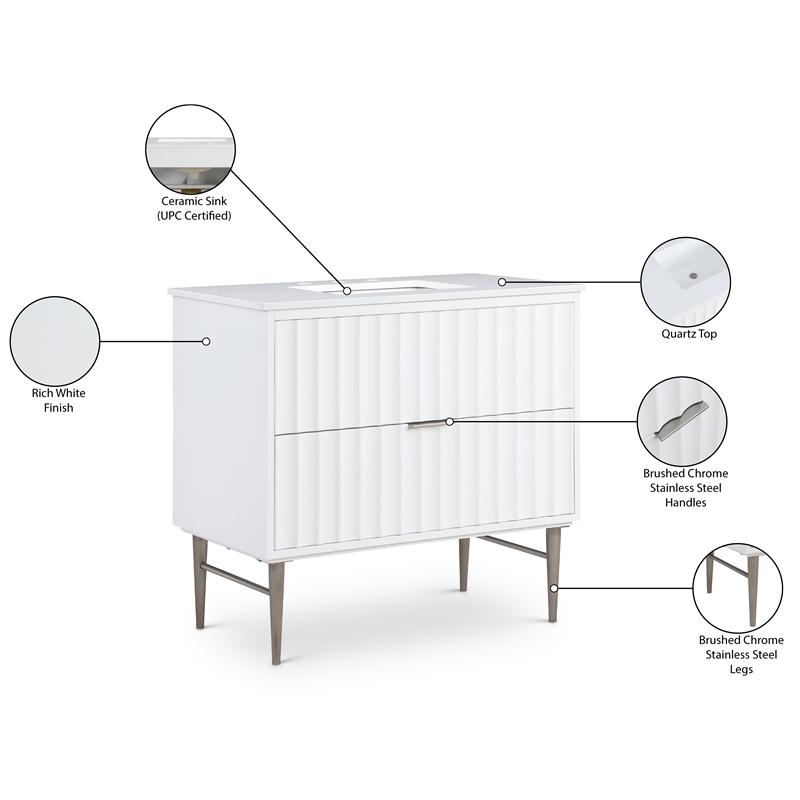 Meridian Furniture Modernist White Bathroom Vanity