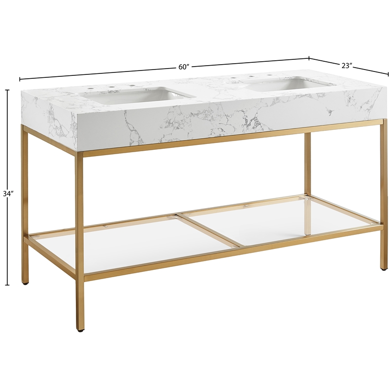 Meridian Furniture Marmo White Engineered Stone Bathroom Vanity