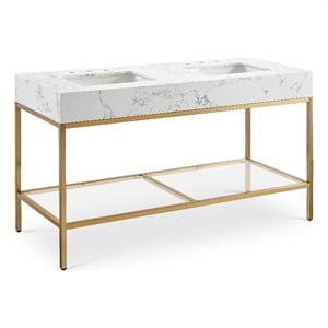 Meridian Furniture Marmo White Engineered Stone Bathroom Vanity