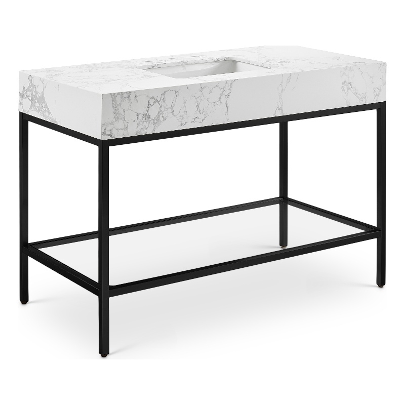 Meridian Furniture Marmo White Engineered Stone Bathroom Vanity