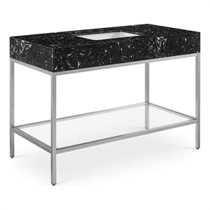 Meridian Furniture Marmo Black Engineered Stone Bathroom Vanity
