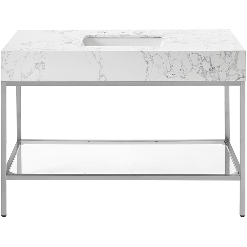 Meridian Furniture Marmo White Engineered Stone Bathroom Vanity