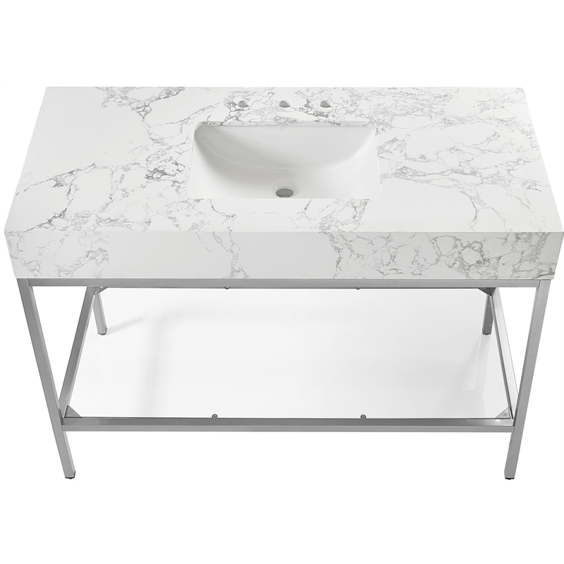 Meridian Furniture Marmo White Engineered Stone Bathroom Vanity