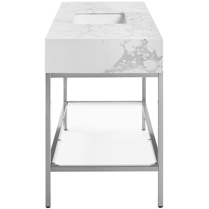 Meridian Furniture Marmo White Engineered Stone Bathroom Vanity