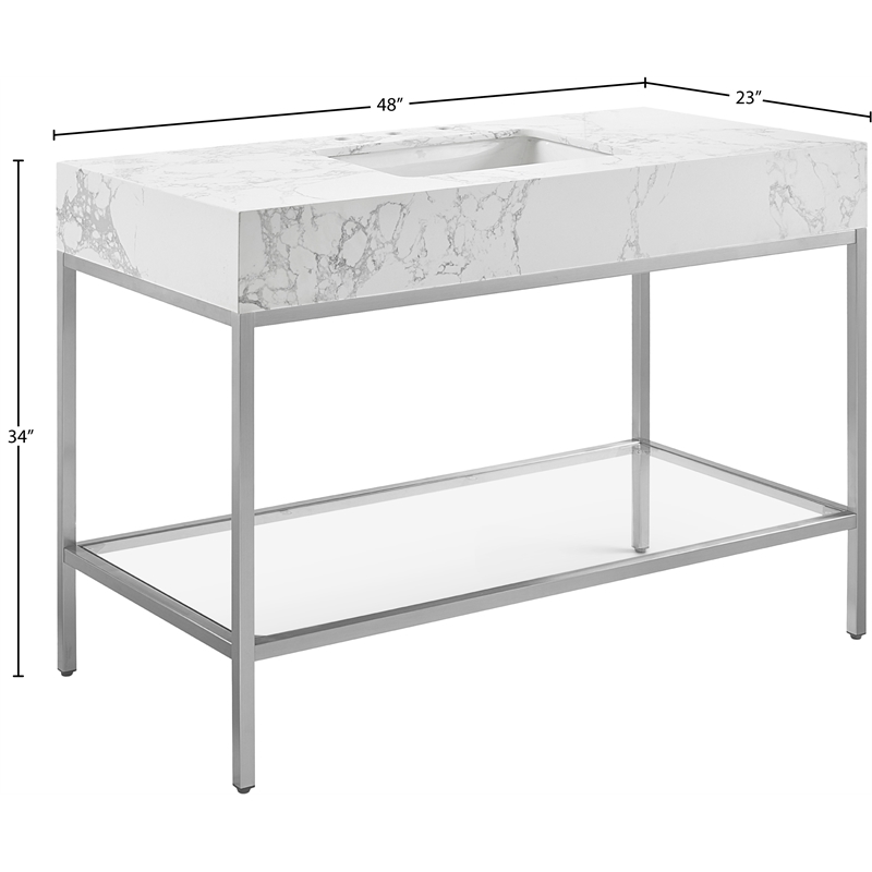 Meridian Furniture Marmo White Engineered Stone Bathroom Vanity