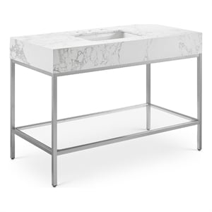 Meridian Furniture Marmo White Engineered Stone Bathroom Vanity
