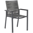 Meridian Furniture Maldives Grey Rope Fabric Outdoor Patio Dining Arm Chair