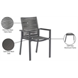 Meridian Furniture Maldives Grey Rope Fabric Outdoor Patio Dining Arm Chair