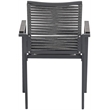 Meridian Furniture Maldives Grey Rope Fabric Outdoor Patio Dining Arm Chair