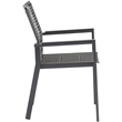 Meridian Furniture Maldives Grey Rope Fabric Outdoor Patio Dining Arm Chair