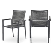 Meridian Furniture Maldives Grey Rope Fabric Outdoor Patio Dining Arm Chair