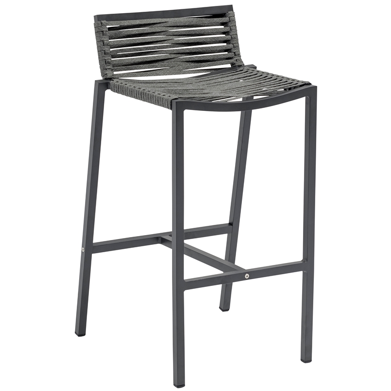 Meridian Furniture Maldives Grey Rope Fabric Outdoor Patio Barstool