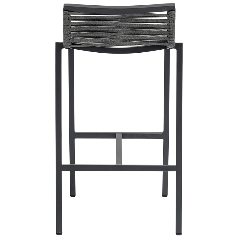 Meridian Furniture Maldives Grey Rope Fabric Outdoor Patio Barstool