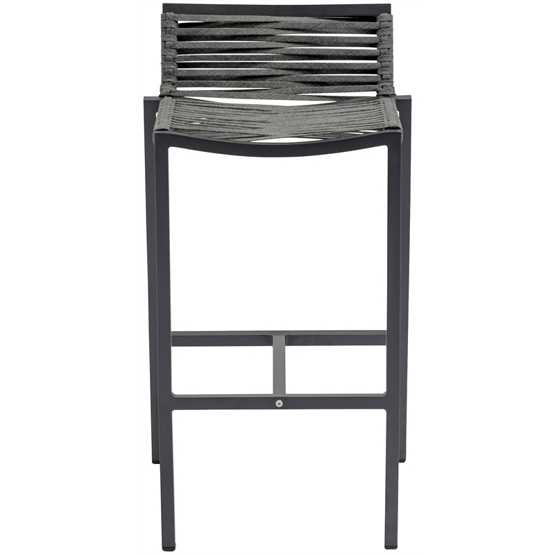 Meridian Furniture Maldives Grey Rope Fabric Outdoor Patio Barstool