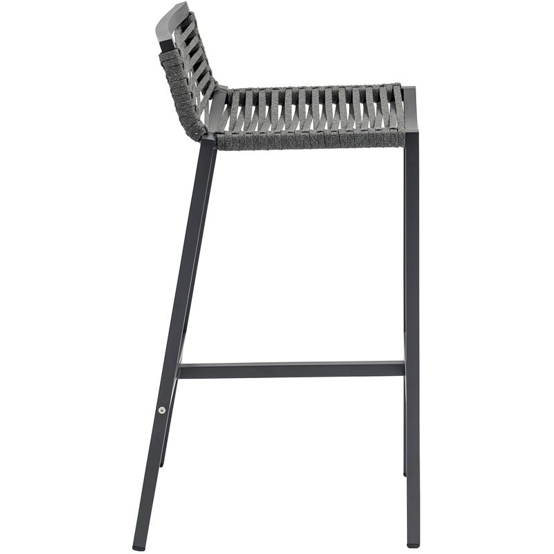 Meridian Furniture Maldives Grey Rope Fabric Outdoor Patio Barstool