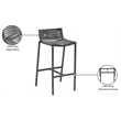 Meridian Furniture Maldives Grey Rope Fabric Outdoor Patio Barstool