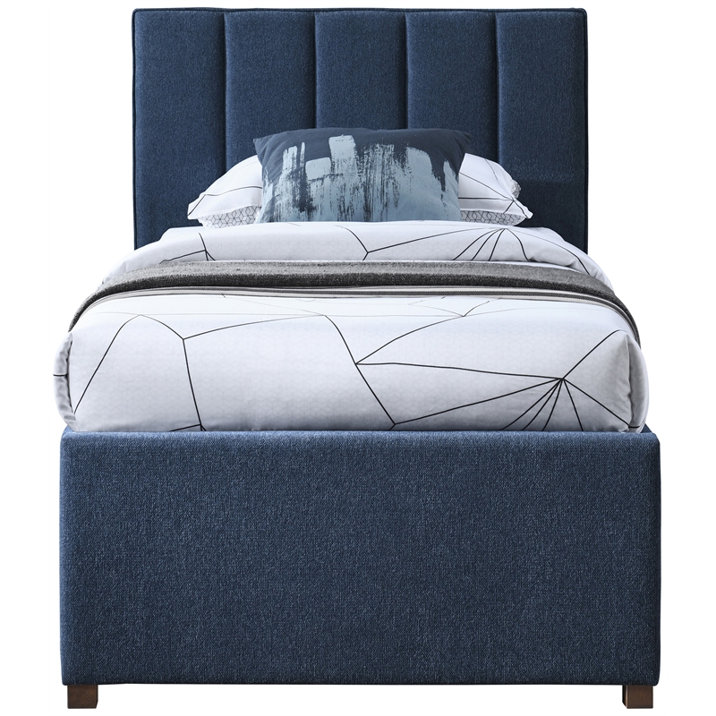 Meridian Furniture Harper Navy Linen Textured Fabric Twin Trundle Bed
