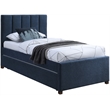Meridian Furniture Harper Navy Linen Textured Fabric Twin Trundle Bed