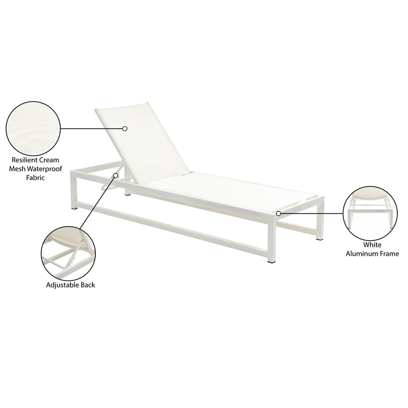 Meridian Furniture Maldives Cream Water Resisting Patio Adjustable Chaise