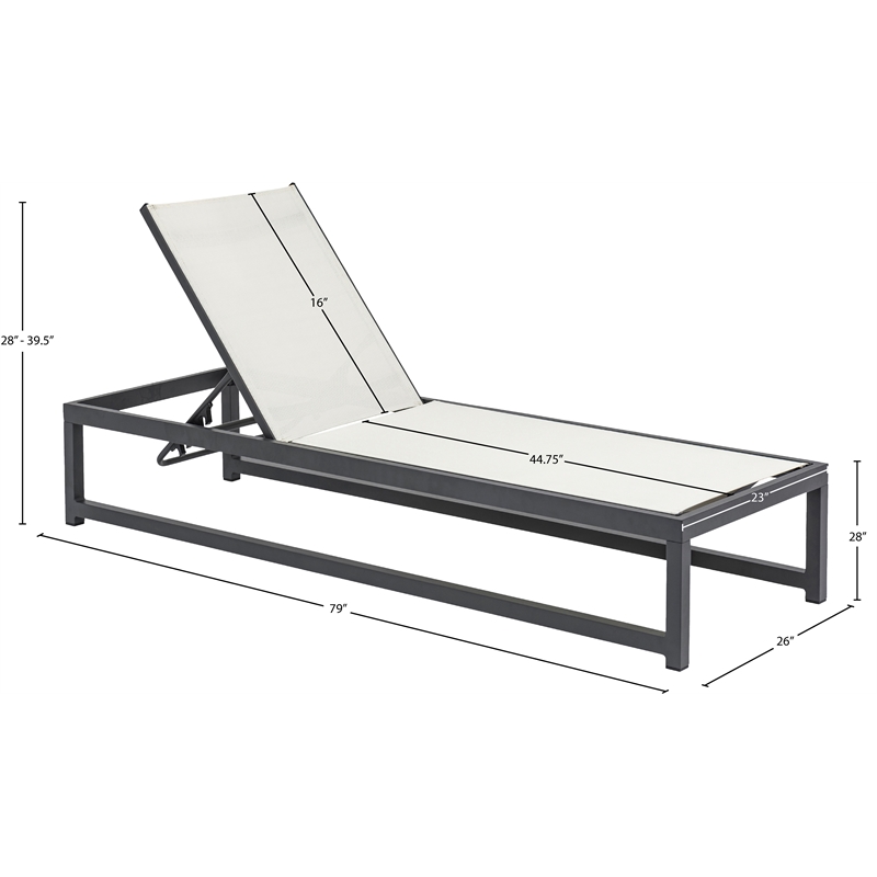Meridian Furniture Maldives Cream Water Resisting Patio Adjustable Chaise
