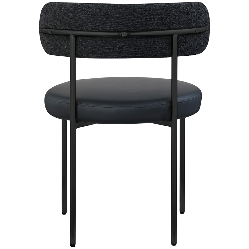 Meridian Furniture Beacon Black Vegan Leather and Boucle Dining Chair (Set of 2)