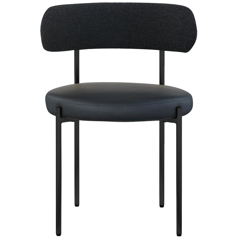 Meridian Furniture Beacon Black Vegan Leather and Boucle Dining Chair (Set of 2)
