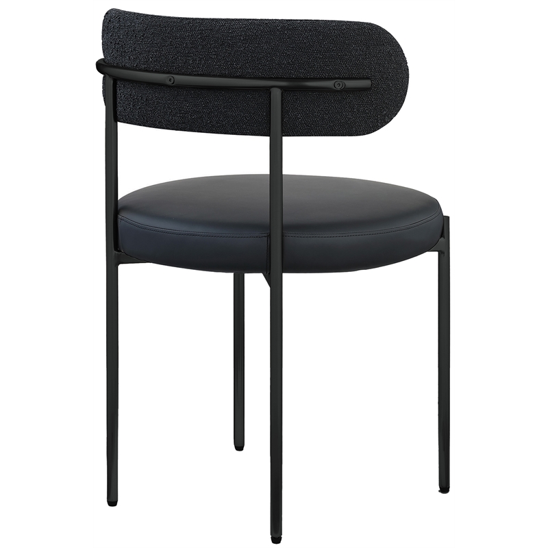 Meridian Furniture Beacon Black Vegan Leather and Boucle Dining Chair (Set of 2)