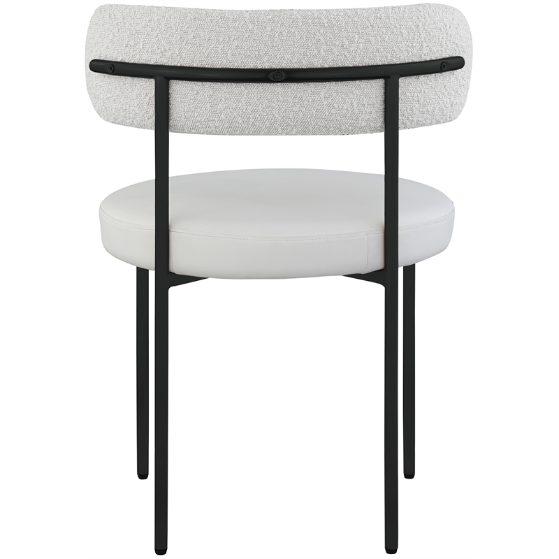 Meridian Furniture Beacon Cream Vegan Leather and Boucle Dining Chair (Set of 2)