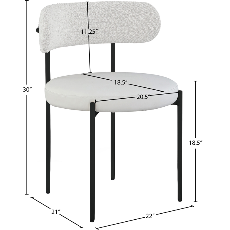 Meridian Furniture Beacon Cream Vegan Leather and Boucle Dining Chair (Set of 2)