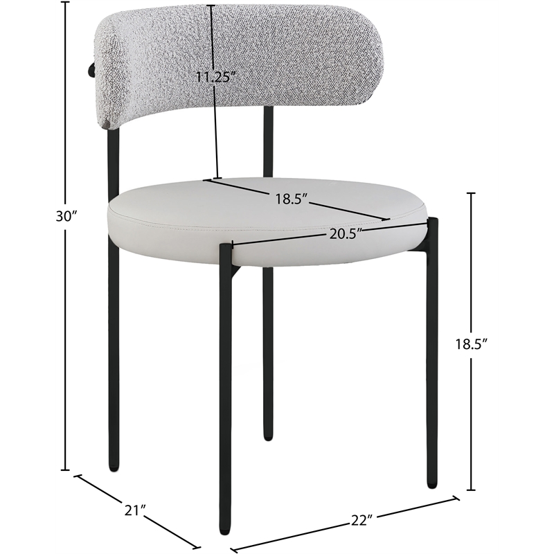 Meridian Furniture Beacon Taupe Vegan Leather and Boucle Dining Chair (Set of 2)