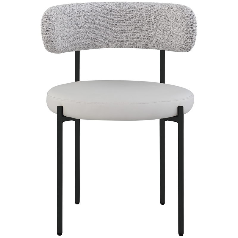 Meridian Furniture Beacon Taupe Vegan Leather and Boucle Dining Chair (Set of 2)