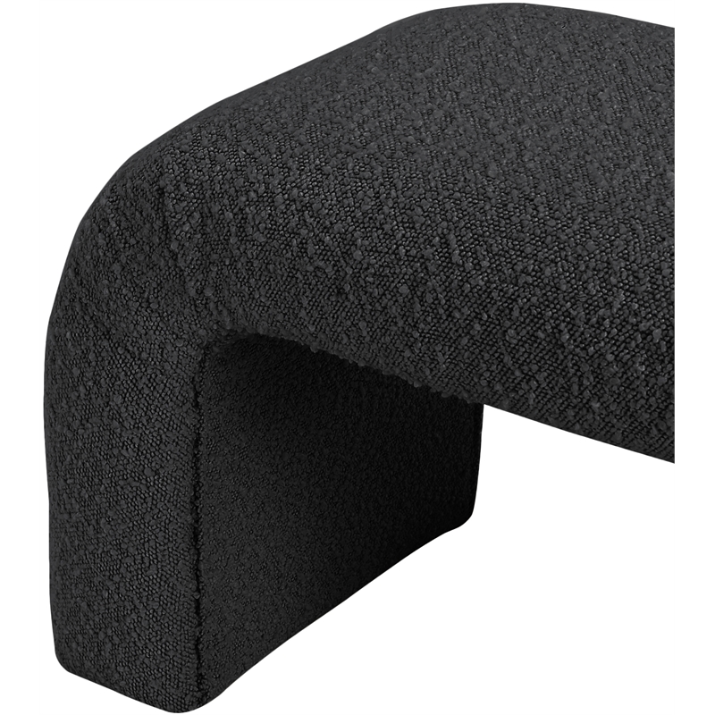 Meridian Furniture Niagara Black Boucle Fabric Bench