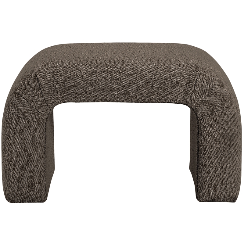 Meridian Furniture Niagara Brown Boucle Fabric Bench