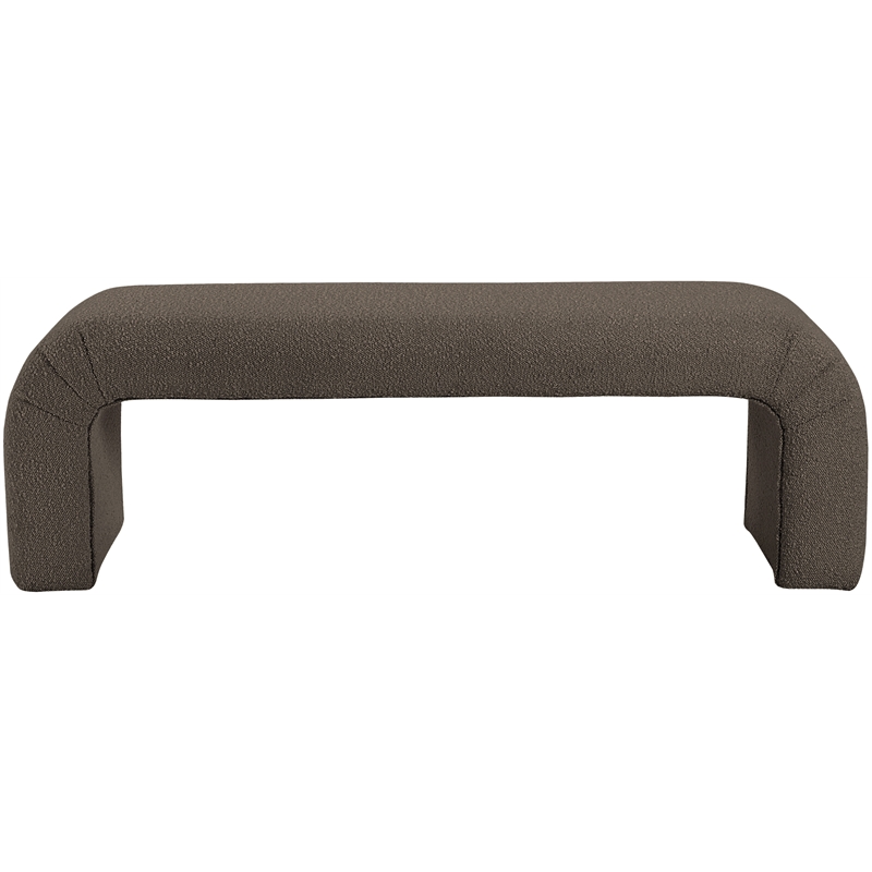 Meridian Furniture Niagara Brown Boucle Fabric Bench