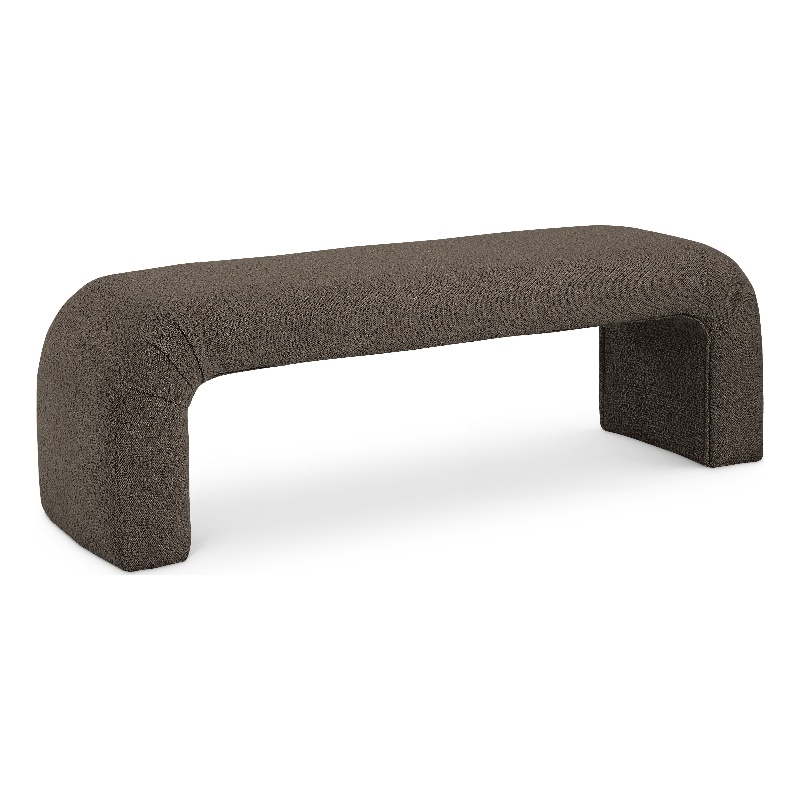 Meridian Furniture Niagara Brown Boucle Fabric Bench