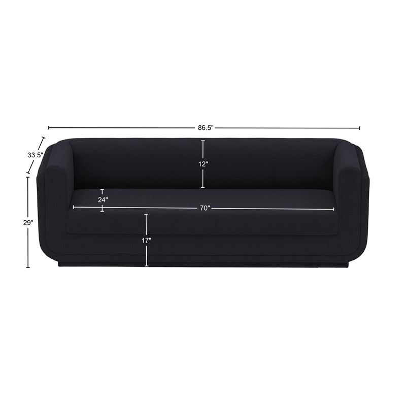 Meridian Furniture Kimora Black Linen Textured Fabric Sofa